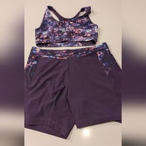tek gear Purple Athletic Shorts with Patterned Trim